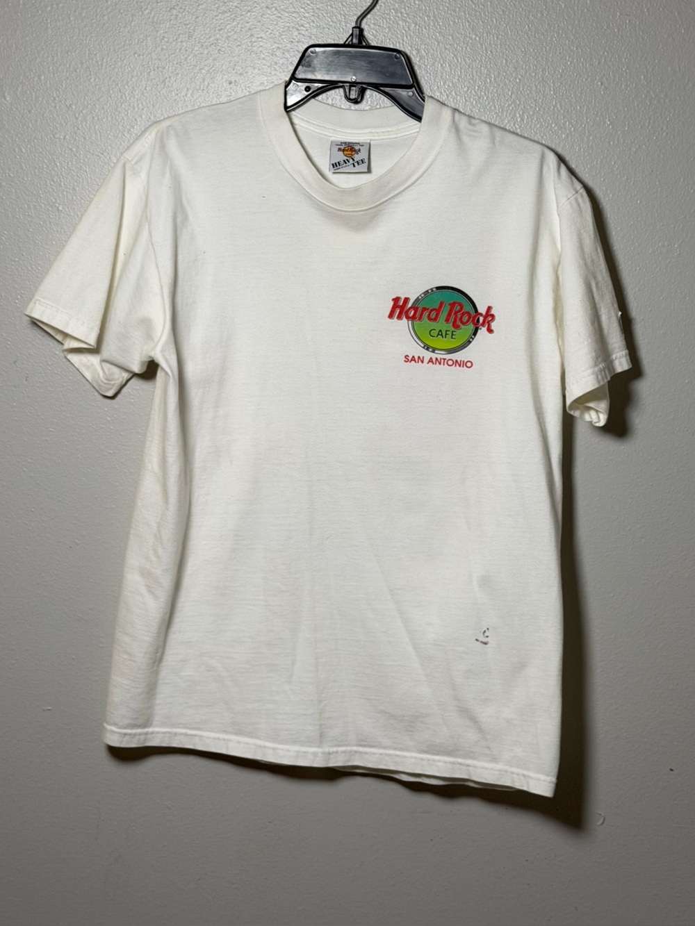 Hard Rock Men Cafe White Tee Red/Green San Antonio Logo Vintage size M